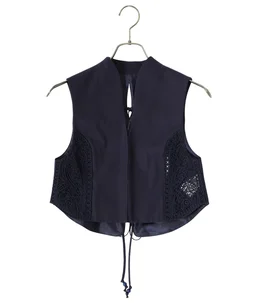 【レディース】Cording Embroidery Detail Cotton Vest