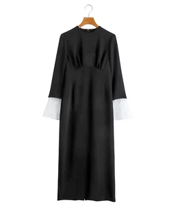 【レディース】Triacetate Georgette Embroidered Cuffs I-Line Dress