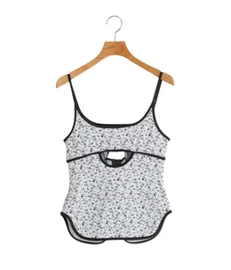 AC　シージョ2点　黒ダマスクジャガード　黒フリル2段　オフ白レース レディース】Floral Jacquard Fraise Stitch Camisole Top