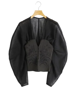 【レディース】Sheer Rounded Sleeve Knitted Cardigan