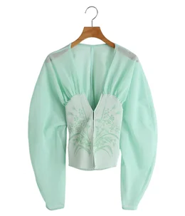 【レディース】Sheer Rounded Sleeve Knitted Cardigan