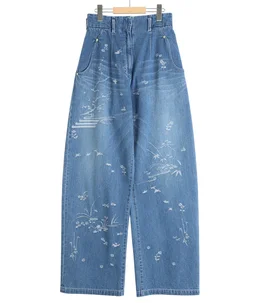 【レディース】Nature Pattern Jacquard Wide Leg Jeans