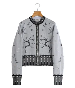 マメ クロゴウチ カーディガン サイズ1 S - レディース】Layered Jacquard Knit Cardigan | Mame Kurogouchi(マメ