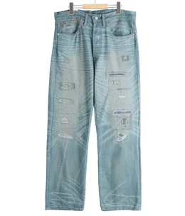 VTG 5 PKT-FULL LENGTH-STRAIGHT CTN/LINEN DENIM