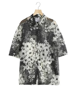 Floral Mesh Zip Polo
