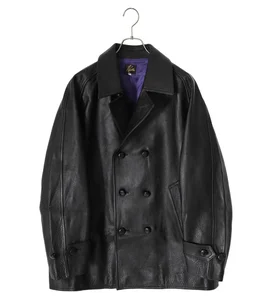 Double Breasted Car Coat - Cowhide Lthr.