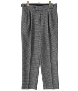 Tucked Side Tab Trouser - Poly Houndstooth