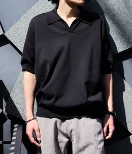 【美品】BATONER/バトナー スキッパーポロ サイズ3 ブラック 別注 THE SEAISLAND COTTON SKIPPER POLO S/S | BATONER