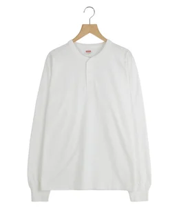 HEUGN ホワイト 長袖ニット サイズ1 予約】別注 WIDE HENLEY LONG SLEEVE | Healthknit(ヘルスニット