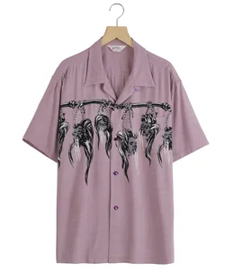 “SHRUNKEN HEAD“ HOPSACK RAYON S/S OPEN SHIRT
