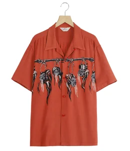 “SHRUNKEN HEAD“ HOPSACK RAYON S/S OPEN SHIRT