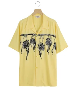 “SHRUNKEN HEAD“ HOPSACK RAYON S/S OPEN SHIRT