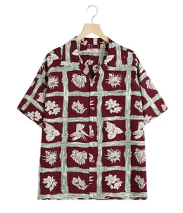 “ISLAND PLANTS“ S/S RAYON HAWAIIAN SHIRT