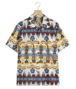 “TROPICAL WOODCUT” COTTON BROAD S/S OPEN SHIRT