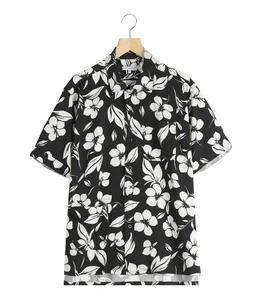 Camp Shirt Black/Natural Tencel Floral Print