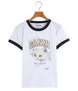 レディース】Basic Cotton Jersey Kitty Fitted T-shirt | GANNI レディース】Basic Cotton Jersey Kitty Fitted T-shirt | GANNI