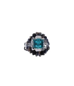 CRYSTAL BEADS RING with SILVER 925 #1