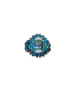 CRYSTAL BEADS RING with SILVER 925 #11