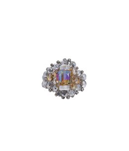 CRYSTAL BEADS RING with SILVER 925 #2
