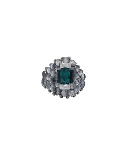 CRYSTAL BEADS RING with SILVER 925 #3