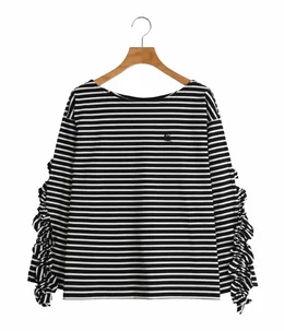 【レディース】Frill Basque Shirt - Stripe