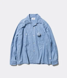 Unlikely Open Collar Chambray with Flower | Unlikely(アンライ