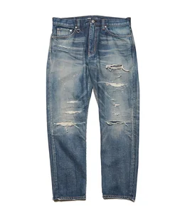 DAMAGED DENIM TAPERED-FIT JEANS | uniform experiment