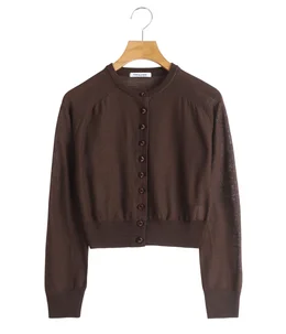 【レディース】Knitted crew neck cardigan