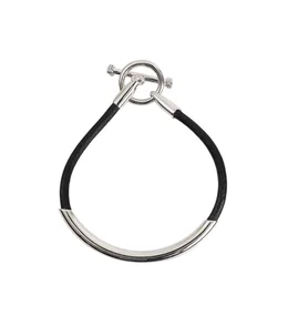Round Leather Bracelet -Black-