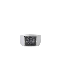 Signet Ring with Steel Gray Flower