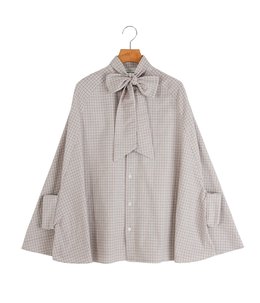 【レディース】Double Napped Flannel Bow Cape Shirt