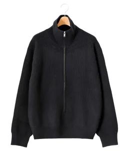 3/4 FRONT ZIP HIGHNECK RIB SWEATER