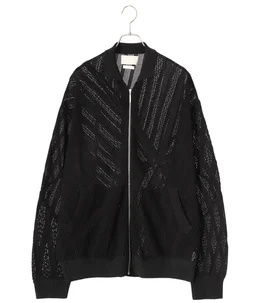 YOKE カーディガン YOKE(ヨーク) 2024SS 「COTTON MESH STRIPE ZIP-UP CARDIGAN