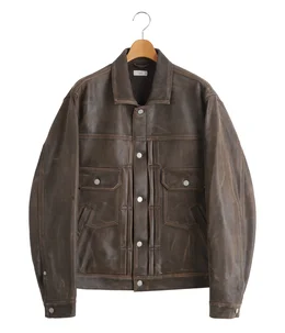 Cracked Leather Trucker Jacket