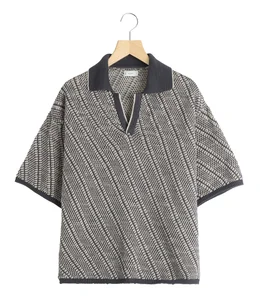 Diagonal Knit Skipper Shirt