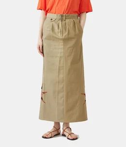 【レディース】circa make batik pattern embroidely khaki trousers skirt